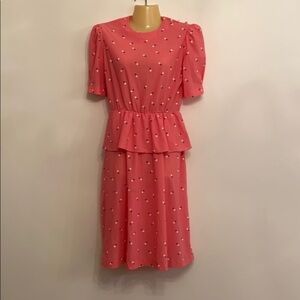 La Loupe Vintage Peplum Polka Dot Dress